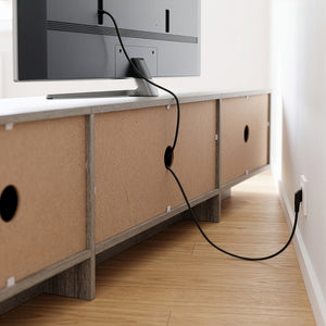 Dulap TV Kapipimso cu 3 clapete 194x31x37 cm, aspect stejar, gri [en.casa]