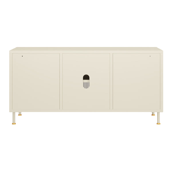 Comoda TV Lindau 120x40x59 cm cu 3 usi crem deschis [en.casa]