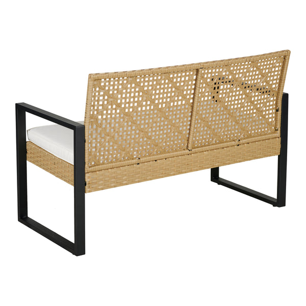 Set mobilier gradina 4 piese Calciano 1 masa 1 banca 2 scaune efect ratan bej [casa.pro]