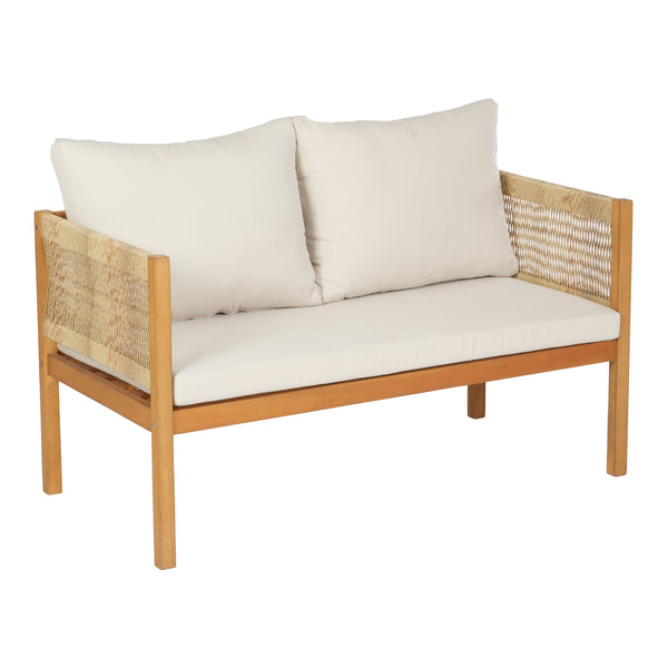 Set 4 piese mobilier gradina Cannole salcam si poliratan efect lemn bej [casa.pro]