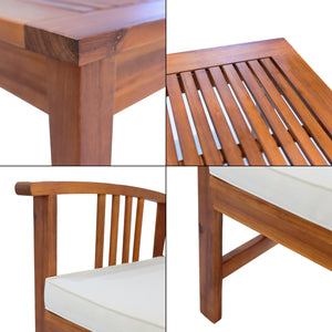 Set masa cu 1 banca si 2 scaune gradina Brissogne lemn efect lemn bej [en.casa]