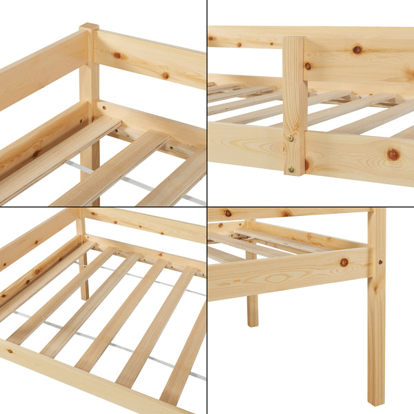 Pat copii cu 2 sertare, pat suplimentar si saltea pentru patul pricipal 200x90cm natur [en.casa]