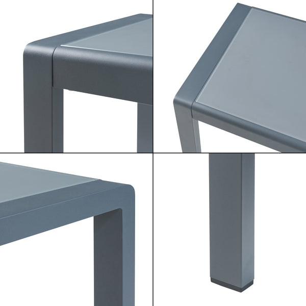 Set masa si 2 fotolii gradina Avise aluminiu sticla gri inchis [casa.pro]