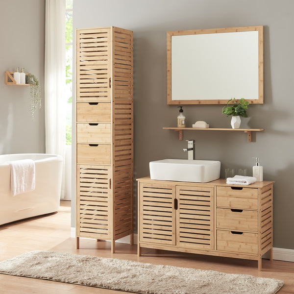 Dulap inalt Boksereys 180x35x35 cm bambus [en.casa]