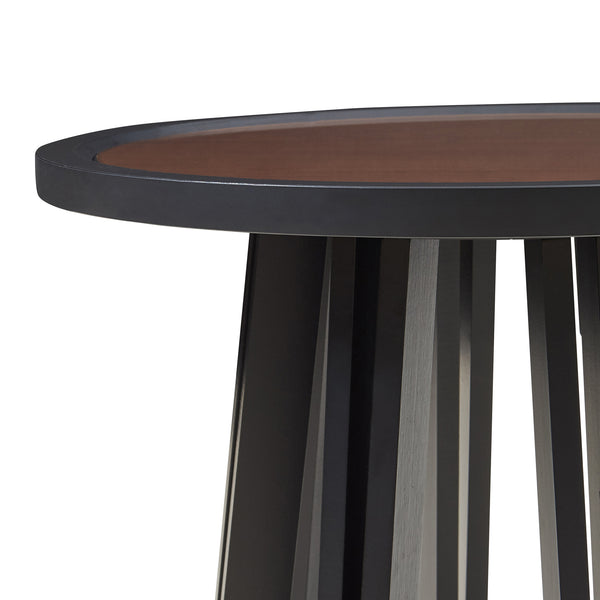 Masuta rotunda Burgess 51x51 cm negru/efect lemn nuc [en.casa]