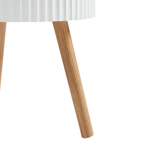 Masuta rotunda cu spatiu depozitare Bongard 48x38 cm alb/natur [en.casa]