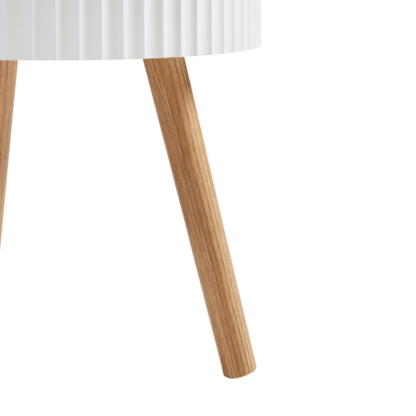 Masuta rotunda cu spatiu depozitare Bongard 48x38 cm alb/natur [en.casa]