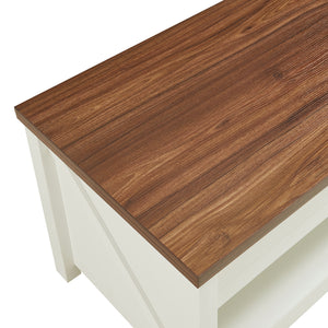 Masa cafea cu blat extesibil si ce se poate ridica Kasama 110x55x54 cm efect lemn nuc/alb [en.casa]