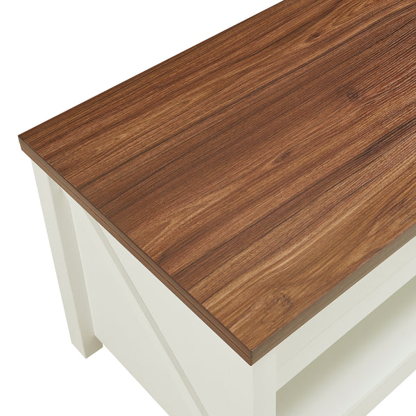 Masa cafea cu blat extesibil si ce se poate ridica Kasama 110x55x54 cm efect lemn nuc/alb [en.casa]