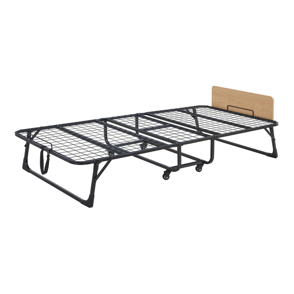 Pat pliabil cu saltea Lustendi 200x90 cm otel negru [en.casa]
