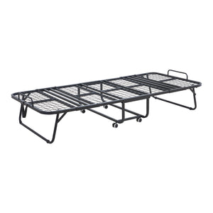 Pat metalic pliabil cu saltea spuma memorie Borjavle 200 x 90 cm negru [en.casa]