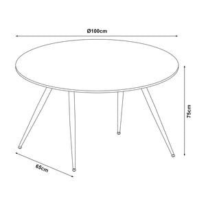 Set masa rotunda si 4 scaune Fitjar 75x100 cm efect beton/maro deschis [en.casa]