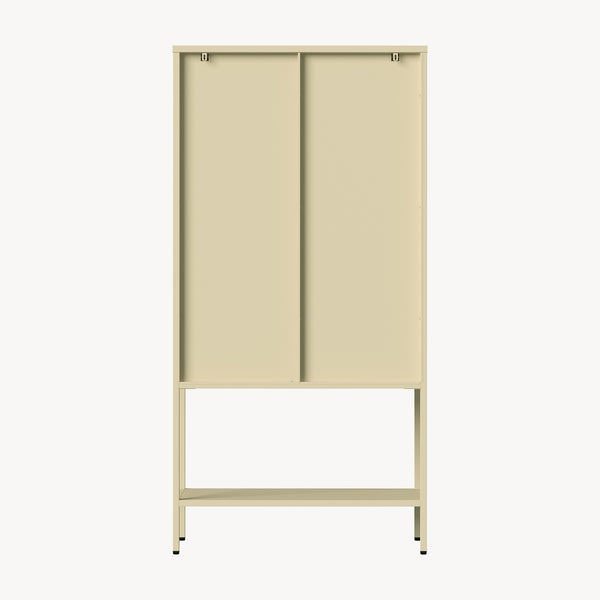 Vitrina cu 2 usi si raft Klippestad 160x80x35 cm camel [en.casa]