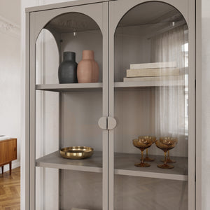 Vitrina cu 2 usi si raft Klippestad 160x80x35 cm gri cald [en.casa]