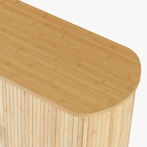 Dulap cu 2 usi glisante pt pantofi Tvedestrand 100x40x80 cm mdf/bambus/metal natur/negru [en.casa]