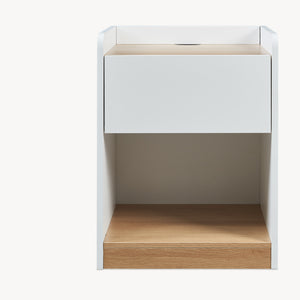 Noptiera cu sertar Kuorshare 55x42x37 cm alb/efect stejar [en.casa]