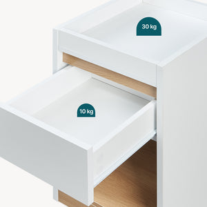 Noptiera cu sertar Lure 55x30x35 cm alb/efect stejar [en.casa]
