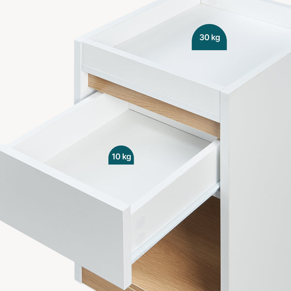 Noptiera cu sertar Lure 55x30x35 cm alb/efect stejar [en.casa]