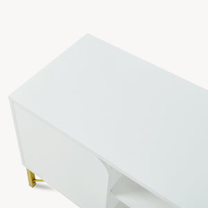Comoda TV cu 2 usi Reyri 120x39x52 cm alb/auriu [en.casa]