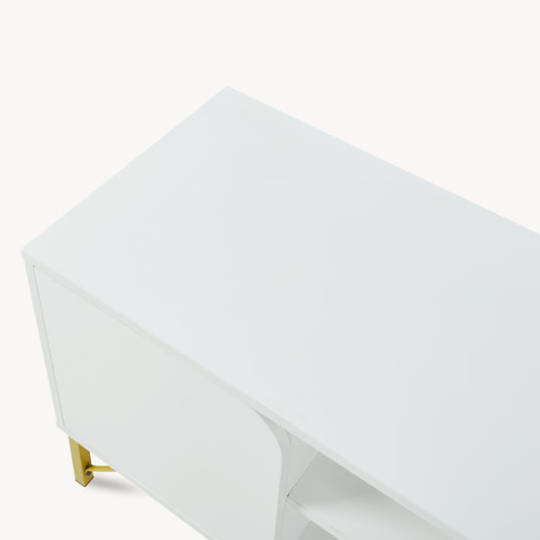 Comoda TV cu 2 usi Reyri 120x39x52 cm alb/auriu [en.casa]