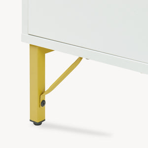 Masuta cafea cu usa si spatiu depozitare Reyri 80x45x42 cm alb/auriu [en.casa]