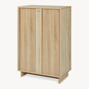 Dulap pantofi cu 2 usi bicolor Kenta 90x60x35 cm efect stejar Sonoma/alb [en.casa]