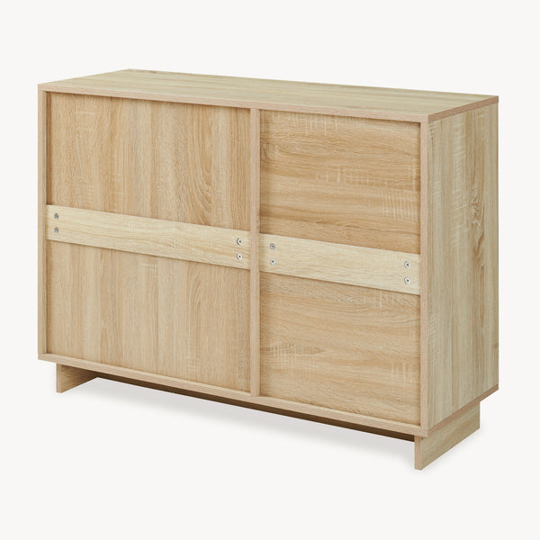 Comoda cu 3 sertare si 1 usa Kenta 100x35x72 cm stejar decor Sonoma/alb [en.casa]