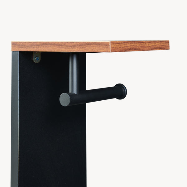 Suport de sine statator pt hartie WC cu 3 compartimente deschise Trond 60x40x16 cm negru/efect lemn nuc [en.casa]