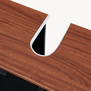 Dulap sub chiuveta cu 1 usa si 3 rafturi Trond 60x66x30 cm negru/efect lemn nuc  [en.casa]
