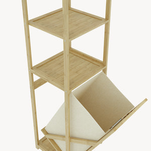 Raft baie cu cos detasabil pentru rufele murdare Anun 130x36x33 cm efect lemn/bej [en.casa]