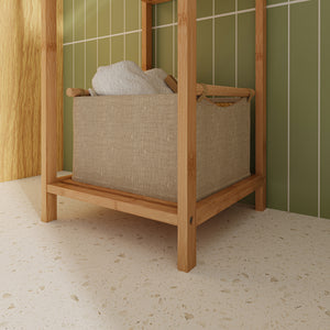 Raft baie cu 4 polite depozitare Anun 127x30x30 cm bambus natur [en.casa]