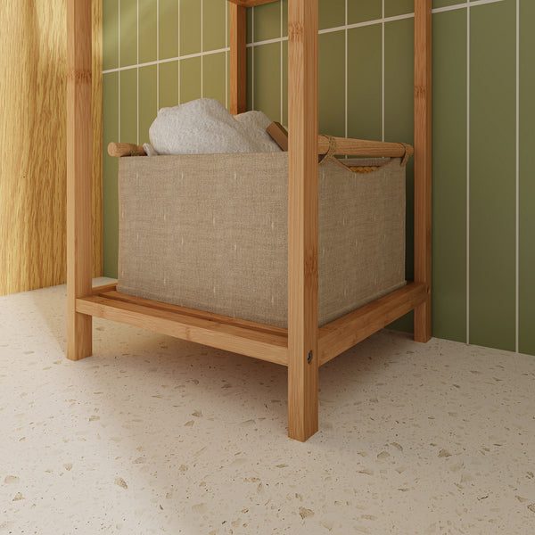 Raft baie cu 4 polite depozitare Anun 127x30x30 cm bambus natur [en.casa]