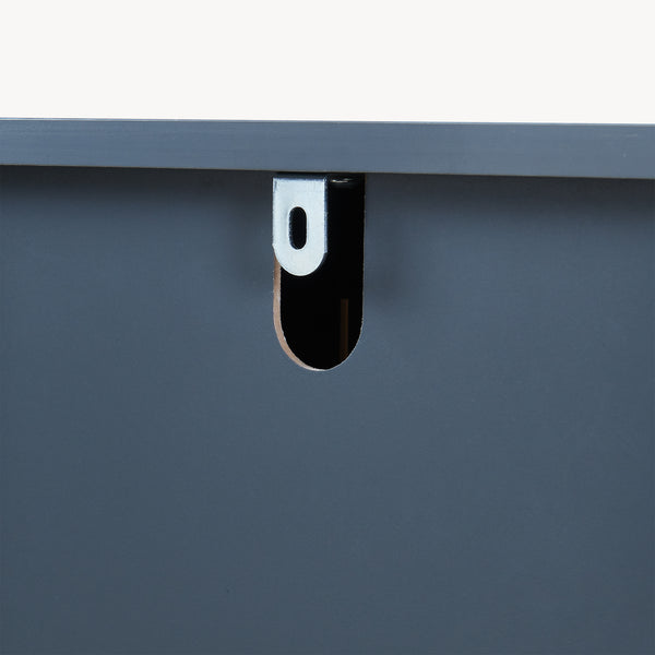 Dulap perete baie cu oglinda front din bambus si raft Svanes 58x56x13 cm gri inchis/natur [en.casa] 