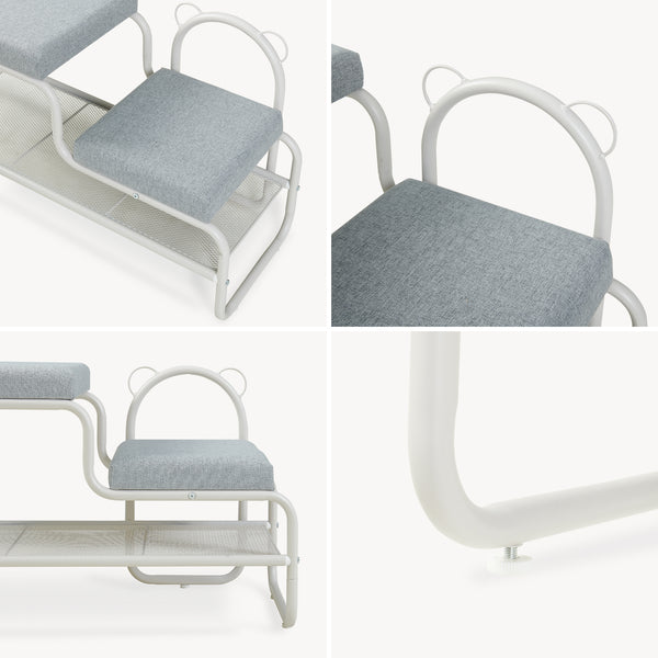 Banca pantofi cu scaun integrat pentru copii Jässaatka 100x32x45,5 cm gri [en.casa]