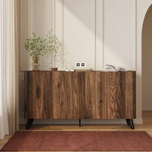 Sideboard Trorlon 160x40x83 cm aspect nuc/travertin [en.casa]