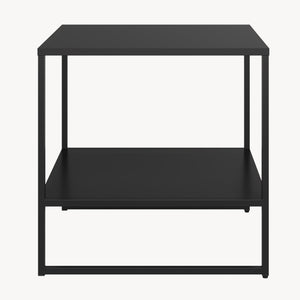 Măsuță laterală Salsnes 53x51x51 cm cu raft oțel negru [en.casa]