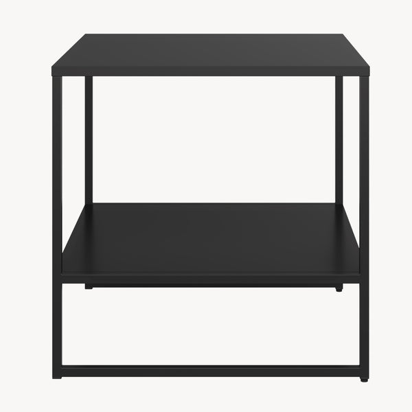 Măsuță laterală Salsnes 53x51x51 cm cu raft oțel negru [en.casa]