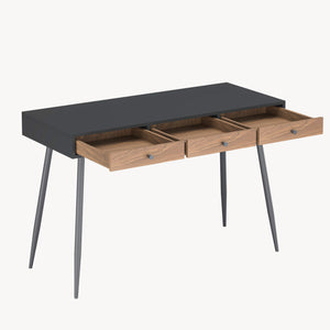 Birou cu 3 sertare Tumba NEU 76x115x48 cm negru/efect lemn nuc [en.casa]