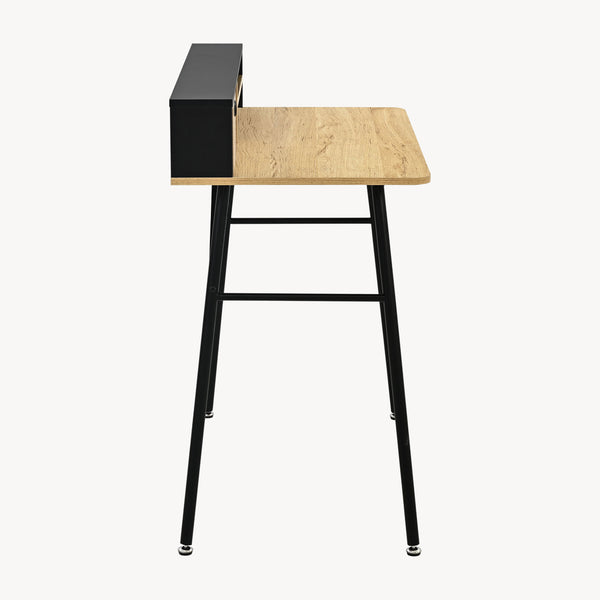 Birou cu sertar Var 93x90x50 cm negru, efect stejar [en.casa] 