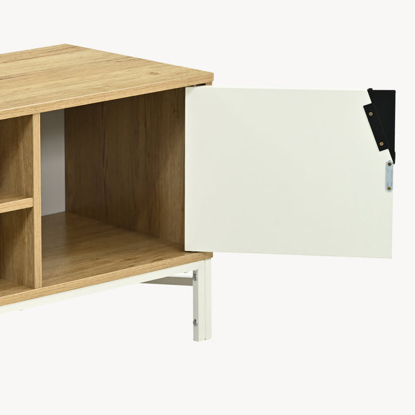 Dulap TV Kerrköndam 120x40x46 cm aspect stejar/alb [en.casa]