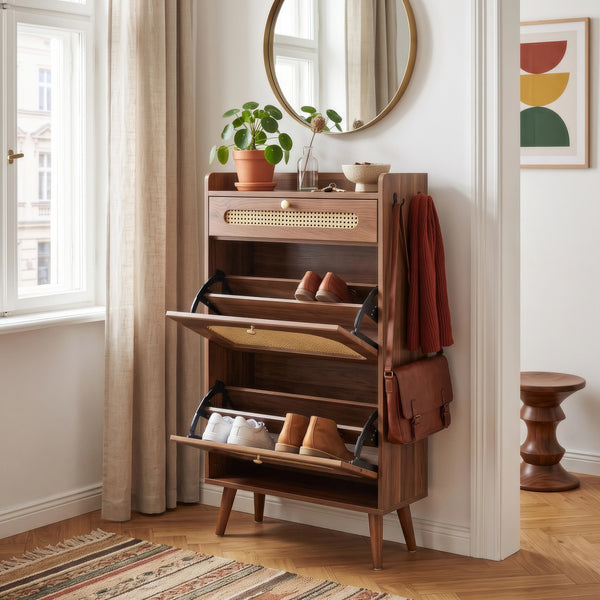 Suport pentru încălțăminte Virievarnu 111x60x24 cm aspect nuc [en.casa]