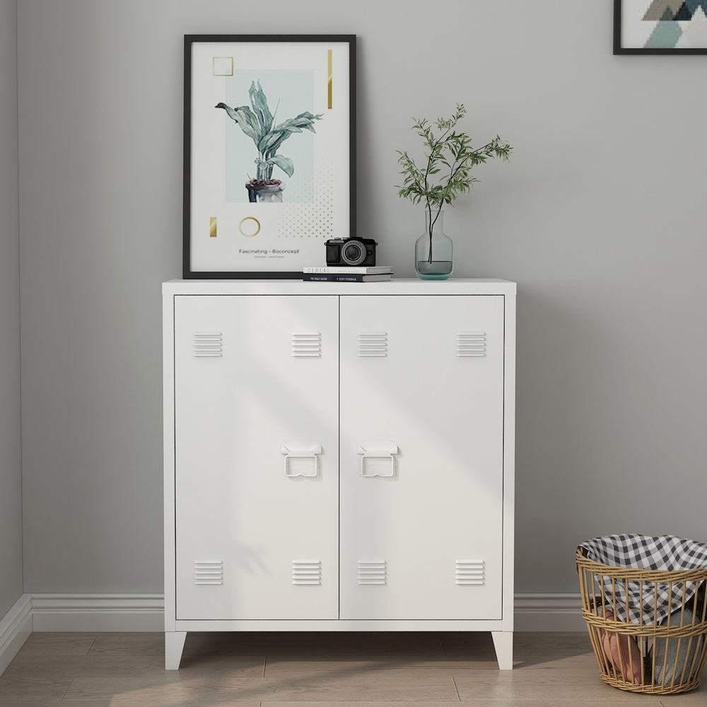 Dulap metalic Oripaa 90 x 80 x 33 cm otel alb [en.casa]