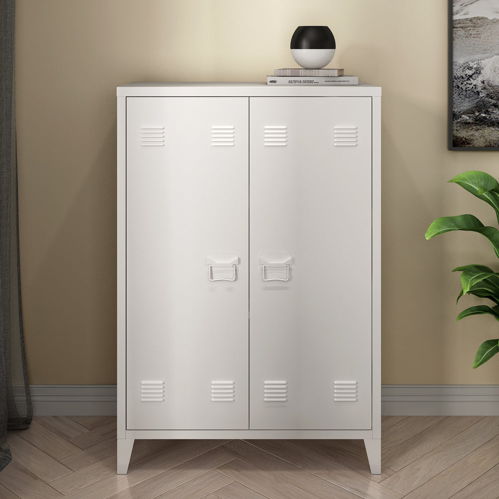 Dulap metalic Oripaa 110x75x33cm alb [en.casa]