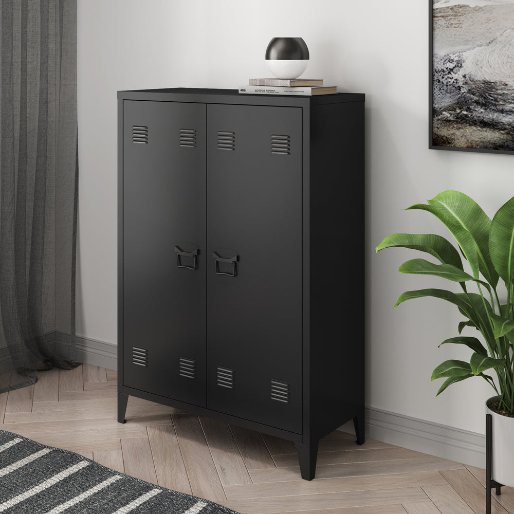 Dulap metalic Oripaa 110x75x33cm negru [en.casa]