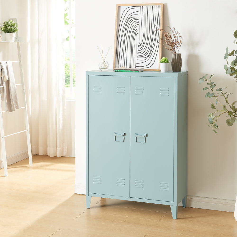 Dulap metalic Oripaa 110x75x33cm gri-albastru [en.casa]