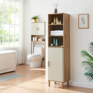 Dulap inalt baie Ferrersp 160x42x35 cm efect stejar/oatmeal/natur [en.casa]
