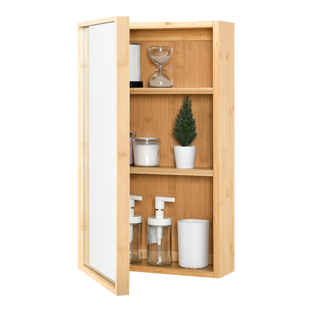 Dulap perete baie Ikorfat cu oglinda 2 rafturi si usa [en.casa]