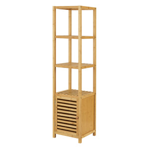 Bambusregal Liminka Badregal mit Schranktür 140x34x33cm [en.casa] - premiumXL