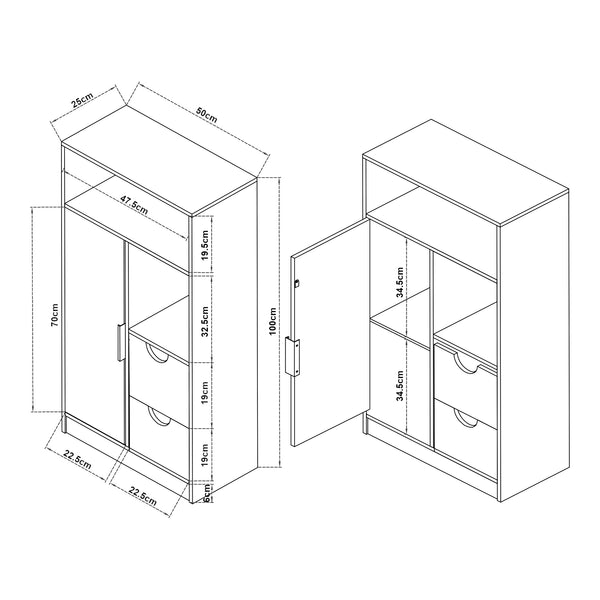 Dulap de sine statator Namsskogan pal metal efect nuc [en.casa]