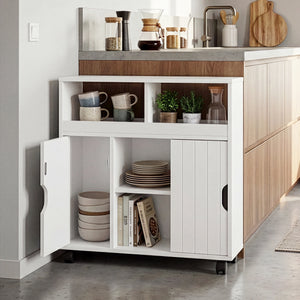 Dulap mobil pe 4 roti Fadeskimma 72x70x20 cm alb [en.casa]